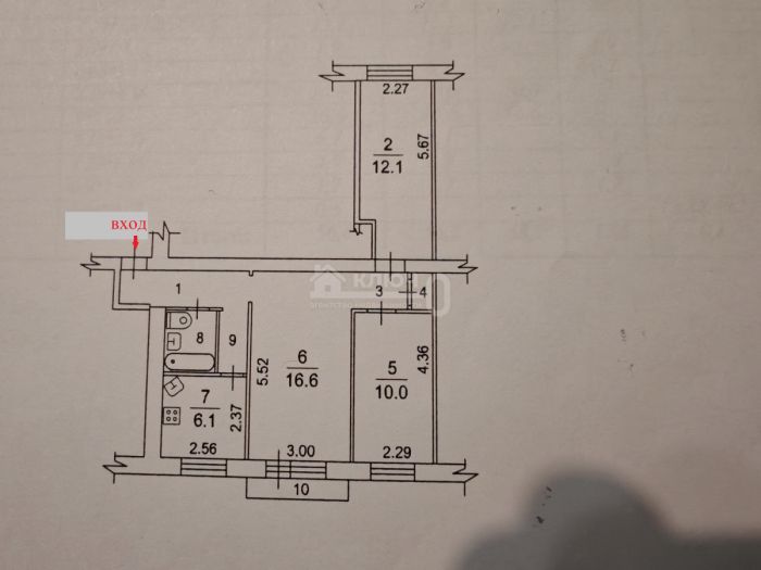 3-комн. квартира, 56 кв.м.