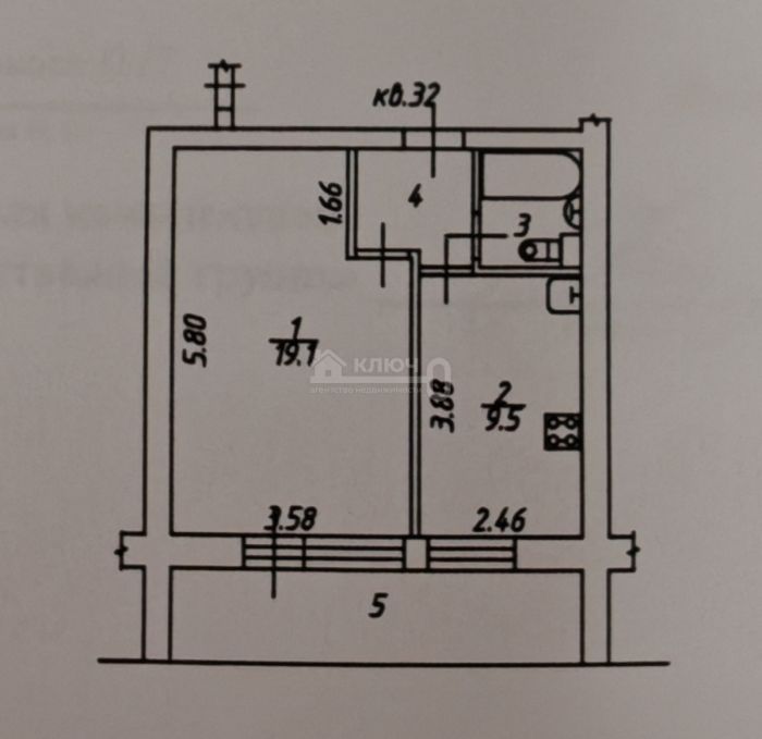 1-комн. квартира, 38 кв.м.